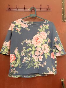 Floral Print mid length T-Shirt