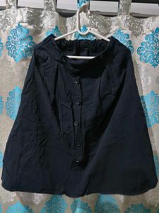 Black Button Front Skirt