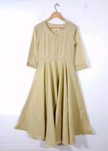 Ambraee Solid Tan Anarkali Kurta(Women's)