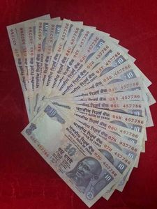 rare 10 rs 20 notes same number 457786