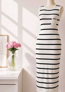 Classic Striped Sleeveless Dress