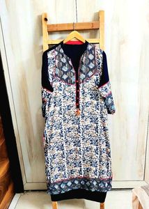 Blue Floral Print Kurta size-42-44