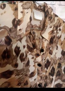 Brown Animal Print Button-Up Shirt