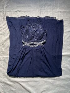 Navy Blue Lace &amp; Embellished Dress