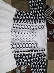 Elegant Black &amp; White Kurta Set