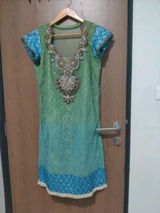 Green nd blue party wear kurti