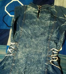 Stylish Blue Denim A-Line Dress