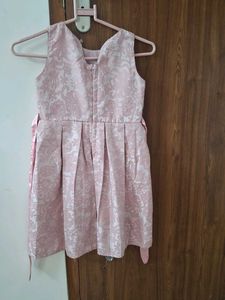 Elegant Pink Brocade Party Dress