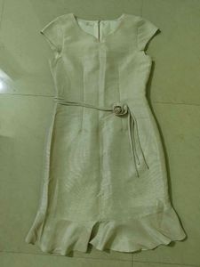 Elegant Linen Blend Cap Sleeve Dress