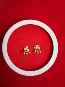 Gold Stud Earrings with Stones