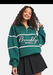 Bershka Green Brooklyn New York City Sweatshirt