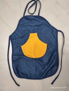 Blue Denim Yellow Pocket Apron for Child - Ne
