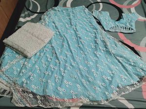 Blue Lace Lehenga Choli Set