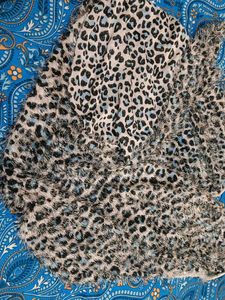 Fuzzy Leopard Print Scarf