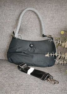 Chic Black Shoulder Bag with Rope Handle