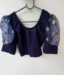 Gorgeous Navy Blue Slip on Blouse