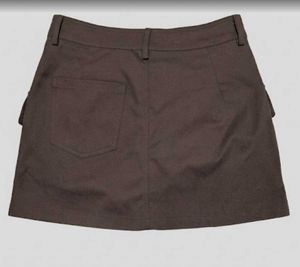 Y2K Chocolate Brown Cargo Mini Skirt with D-Ring S