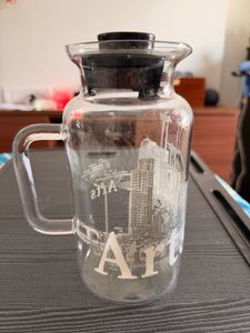 New Glass Pitcher with Cityscape Design
