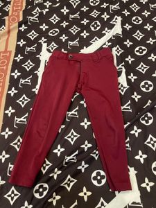 Maroon Slim Fit Casual Pants