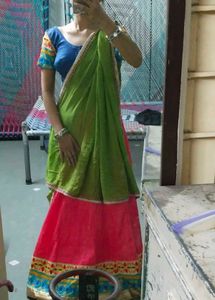 Vibrant Green Silk Saree
