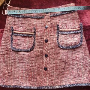 Tweed Mini Skirt with Pockets
