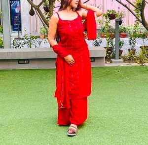 Red sharara suit set