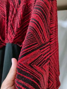 Shimmering Red Black Slit Dress
