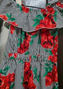 Floral Striped Off-Shoulder Jumpsuit