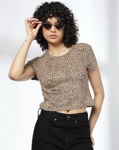 Rio Leopard Print Cropped T-Shirt