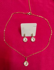 Shein Women Halo Drop Style Pendant Necklace &amp; Ear