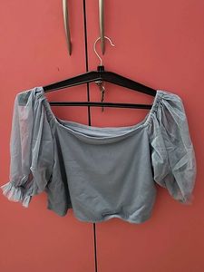 Ruffled Sleeve Crop Top
