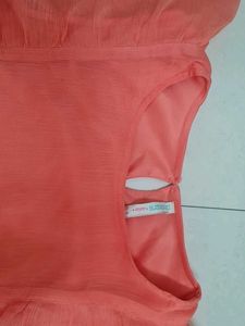 Chic Coral Ruffle Dress with Sequins