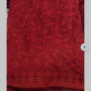 Red Embroidered Net Saree gift hamper