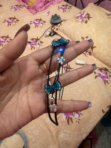 Blue Polka Dot and stone hairband