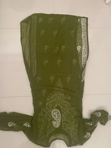 Elegant Olive Green Kurta with Mirror Work