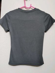 Fitted waist-snatching Grey Cut-out Ribbed Top