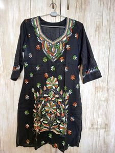 Embroidered Black Sheer Kurta