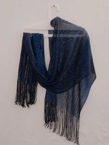 Sparkling Blue Fringe Scarf