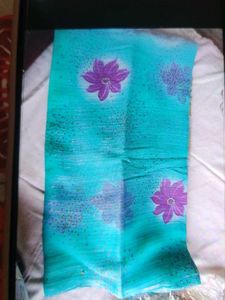Light Blue Saree with Floral Print