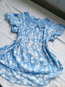 Blue Floral Print Top