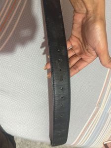 Designer Black Leather Belt with GG Buckle