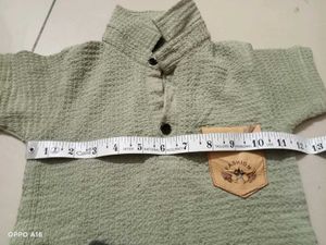 Boys Stylish Green Shirt &amp; Grey Shorts Set