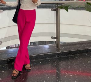 zara formal pant Vibrant Pink Flare Pants