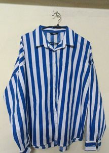 Blue and White Striped Button-Up Shirt