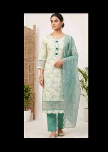 Elegant Floral Print Kurta Set with Dupatta