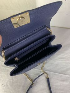 Metrocity Navy Blue Quilted Leather Crossbody Bag