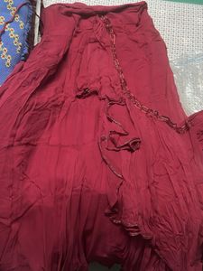 Red Embellished Lehenga Skirt