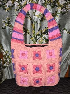 Pure cotton Crocheted Granny Square Shoulder Bag