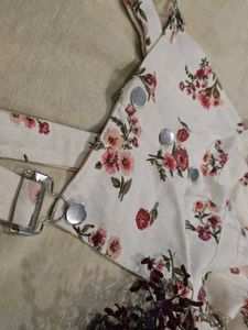 Floral Print Button-Up Dungarees