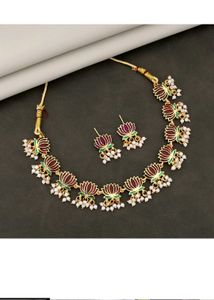 Elegant Lotus Necklace & Earring Set